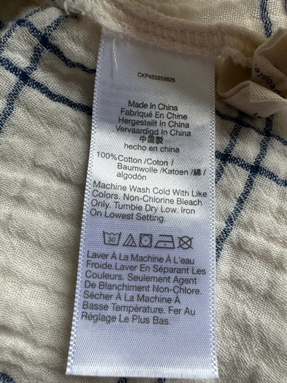 Madewell Cream Button-Up Muscle Tee with Blue Windowpane Plaid - Picture 4 of 10